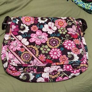 Vera Bradley Pink and Brown Floral Laptop Bag